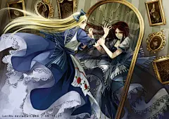 through_the_looking_glass_by_LanWu、强大的漫、漫 哀伤、好姐妹、DNAW、绚丽、彩色、色彩、画风、画师、动漫、动漫人物、拟人