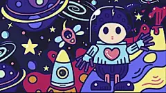 涂鸦蒸汽机器人太空插画漫画海报