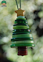 纽扣串成的圣诞树挂坠-创意生活,手工制作╭★肉丁网