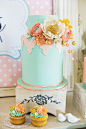 Vintage Floral High Tea Bridal Shower Cake