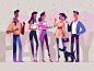 Party modern clean dog design flat character characters people party illustration