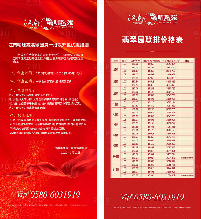 地产特价房移动端海报系列红色EPS广告设...