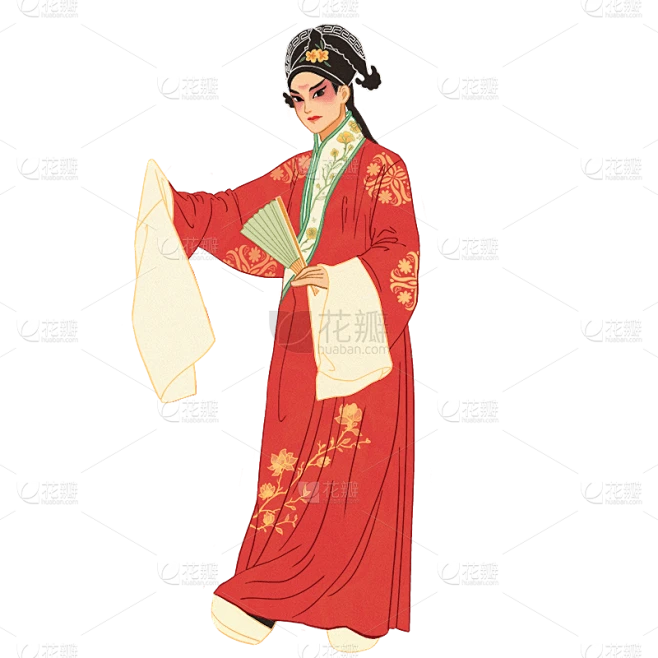 手绘-京剧人物插画贴纸-生角3素材-花瓣网