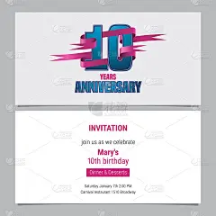 10周年庆典邀请矢量插图