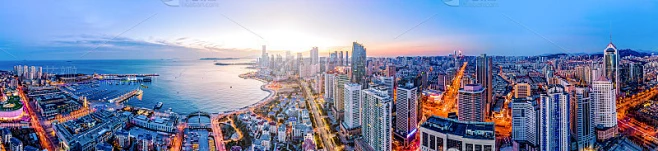 航拍青岛城市建筑天际线夜景素材-花瓣网
