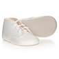 White Pre-Walker Boots : White traditional pre-walker boots for little boys and girls by Early Days Baypods, made in soft faux leather. They have a flexible sole and a comfortable lightly padded insole, with a scalloped edge and laces to fasten. 
