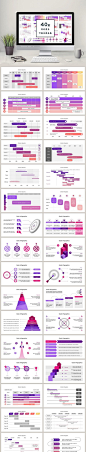 紫色系商务通用40页PPT图表合集