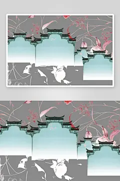 水墨古建筑古风江南名胜古迹城市屋檐素材