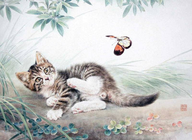  【邢诚爱工笔画 ---- 充满灵气的猫...