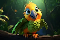 灵动鹦鹉幼崽动物形象设计素材模型