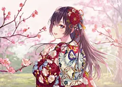 #某C爱吃葱# illust_id=72329731 #原创# #女子# #着物# #振袖# 
「紅冬至」/「フカヒレ@３日目東シ10b」のイラスト [pixiv]
O网页链接
冬コミ新刊２冊目の表紙です～

創作で描いている三姉妹の長女と冬を過ごすイラスト＆ショートストーリーの本になりました。 ​​​​