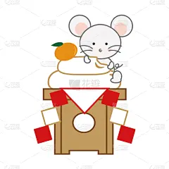 鼠,新年前夕,神,圆形,公亩,年糕,材料,可爱的,性格