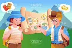 探险  - 源文件下载【酷图网】探险,探险人物,探险女人,探险男人,户外,寻宝,矢量女人,卡通女人,手绘女人,女人插画,女人插图,矢量男人,卡通男人,手绘男人,男人插画,男人插图,戴帽子女人,女孩,矢量女孩,卡通女孩,寻宝人物,背包客,宝藏,冒险,冒险家,放大镜,指南针,