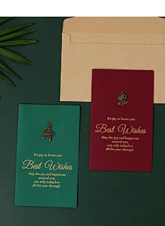贺卡ins风 商务复古烫金小贺卡带信封套装日式新婚贺卡纸片生日心愿卡感谢留言祝福个性新年圣诞节贺卡10个装-tmall.com天猫