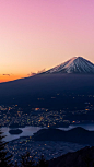 日落富士山美景