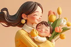 温柔善良幸福母亲节模型元素