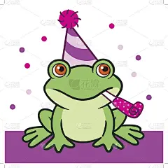 可爱的卡通青蛙在生日帽子