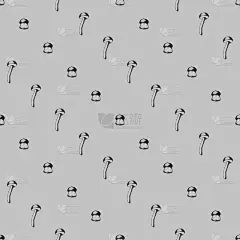 手绘无缝模式与蘑菇。