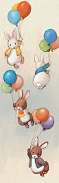 气球兔 #小清新插画#