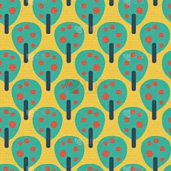 红色,果树,蓝色,青绿色,黄色背景,九月,华丽的,几何形状,纺织品,壁纸