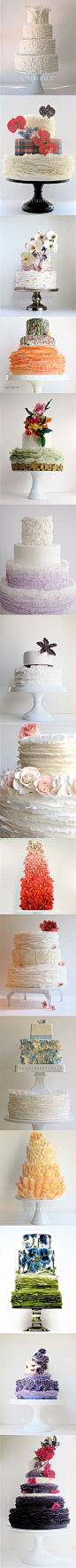 #婚礼布置#Austin的层层叠叠花边翻糖蛋糕，用唯美褶皱演绎浪漫婚礼！ 更多: http://www.lovewith.me/share/detail/all/30037