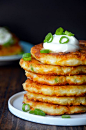 Cheesy Mashed Potato Pancakes from Just A Taste