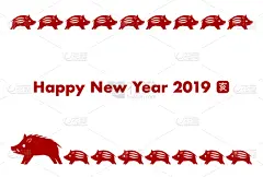 贺卡,新年前夕,十二生肖,2019,公猪,新年,传统,一月,简单,模板