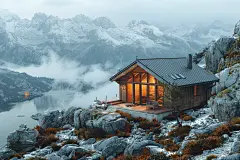风景绝美的林中小木屋