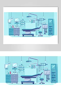 AI数字艺术扁平风医院手术室场景医疗插画