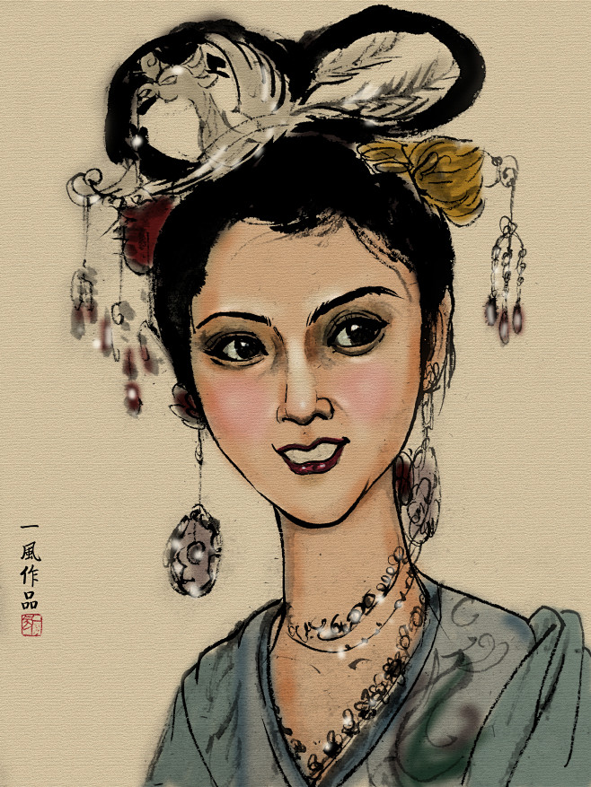 一风作品86版西游记水墨肖像