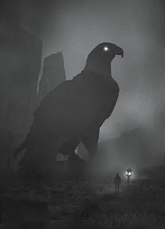 波兰艺术家 Dawid Planeta 忧郁、神秘的黑白插画。鹿妖视界的照片 - 微相册