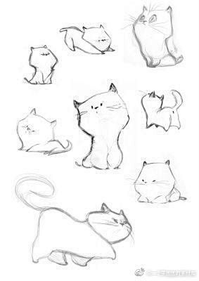 #绘画参考# 一组猫猫画法参考，治你猫病...