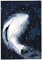 #插画# 梦幻银河动物水彩 by Threeleaves ​​​​