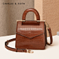 CHARLES＆KEITH2019冬季新品CK2-50270355复古翻盖女士手提单肩包