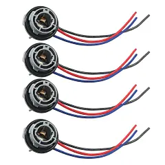 4PCS 1157 LED 灯泡插座插头,防水转向信号刹车灯尾灯插座线束,底座插头连接器专业汽车配件适合大多数汽车、卡车、SUV
