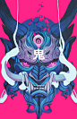 Oni Mask 01, Chun Lo : Oni Masks are always fun to draw!<br/><a class="text-meta meta-link" rel="nofollow" href="http://chunlo.weebly.com/" title="http://chunlo.weebly.com/" target="_blank"><