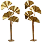 Huge Four Ginkgo Leaf Brass Floor Lamp by Tommaso Barbi | From a unique collection of antique and modern floor lamps at…