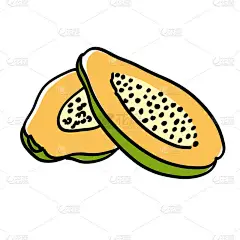 手绘半片的木瓜