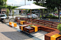 (parklet - Pesquisa Google) I really love how they added the bold Color elements! Suggests movement also.