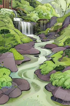 中式山水风景画