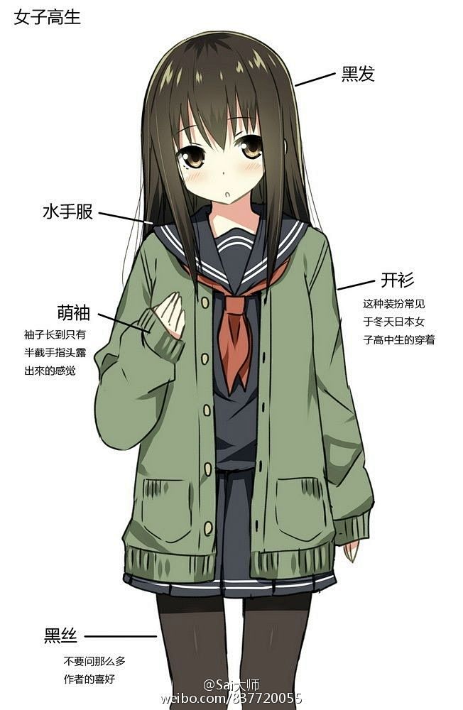 动漫人物jk制服画法JK图片