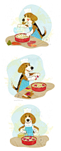 Dr. Harvey's - Illustrations : Illustrations of a beagle preparing food from Dr. Harvey's.