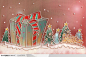 手绘卡通漫画素材-手绘圣诞节元素-手绘暗红色背景上的圣诞礼物图片素材下载，现在加入素材公社即可参与传素材送现金活动