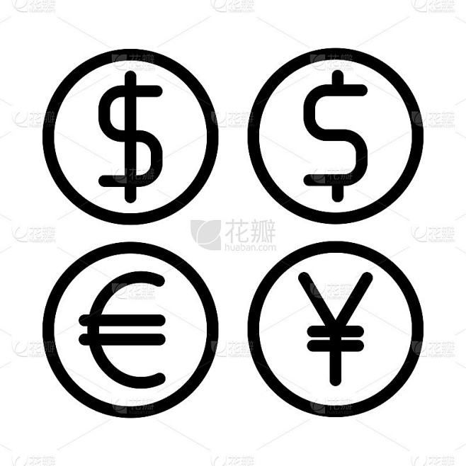 硬币钱图标矢量标志模板插图