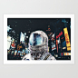 迷失纽约 时代广场的宇航员 美国原版进口太空人超现实旁白装饰画-淘宝网