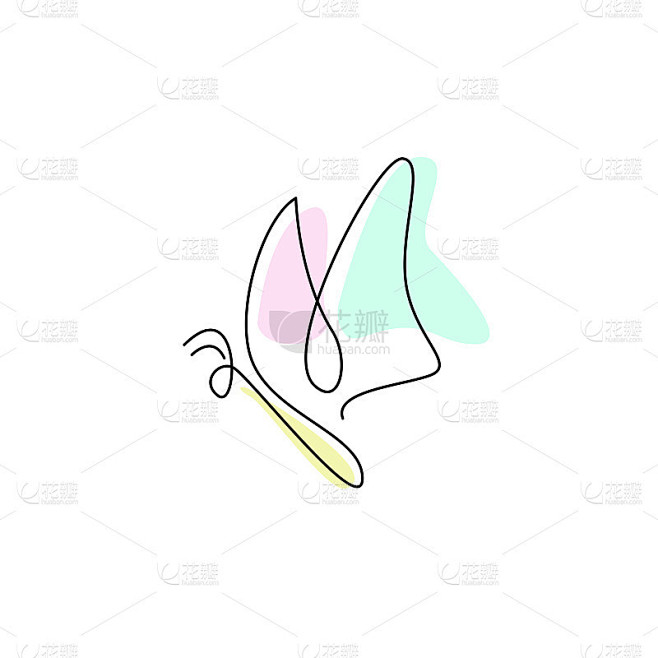 美飞蝶标志采用连续线条艺术风格设计