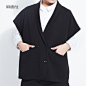 简壹社 原创设计师 简约 蝙蝠袖 香蕉领 双排扣 外套 西服 马甲 新款 2013