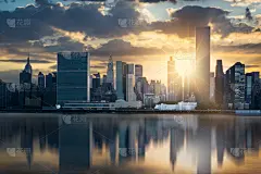 纽约州,城市天际线,华尔街,声波,纽约,曼哈顿,交通堵塞,水,水平画幅,高视角