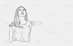 女孩,空白的,背景聚焦,线条画,可爱的,传统,专业人员,肖像,简单,爱