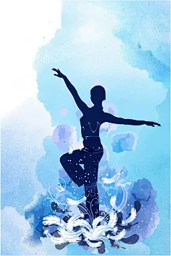 水彩手绘体育运动健身女子瑜伽运动海报矢量图平面广告_新图网 https://ixintu.com 体育 健身 唯美 女子 手绘 水彩 海报 瑜伽 蓝色 运动 矢量图